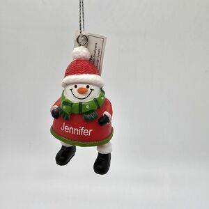 Ganz Snowman Jolly Jingles Personalized "JENNIFER" Christmas Bell Ornament NWT